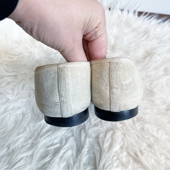 Chanel Beige Black Leather Interlocking CC Logo Cap Toe Ballet Flat 37.5 - Picture 7 of 13